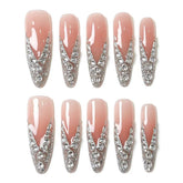 Pearl Zircon Silver Glitter Press On Nails