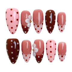 Red Gold Luxury Carved Press On Nails