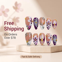 Purple Dream Lily Luxury Press‑On Nail Set