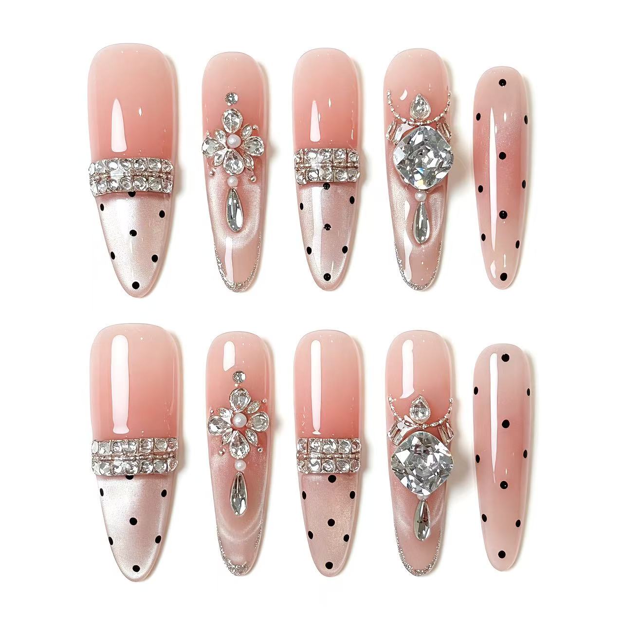 Silver Glitter Full Diamond Press On Nails