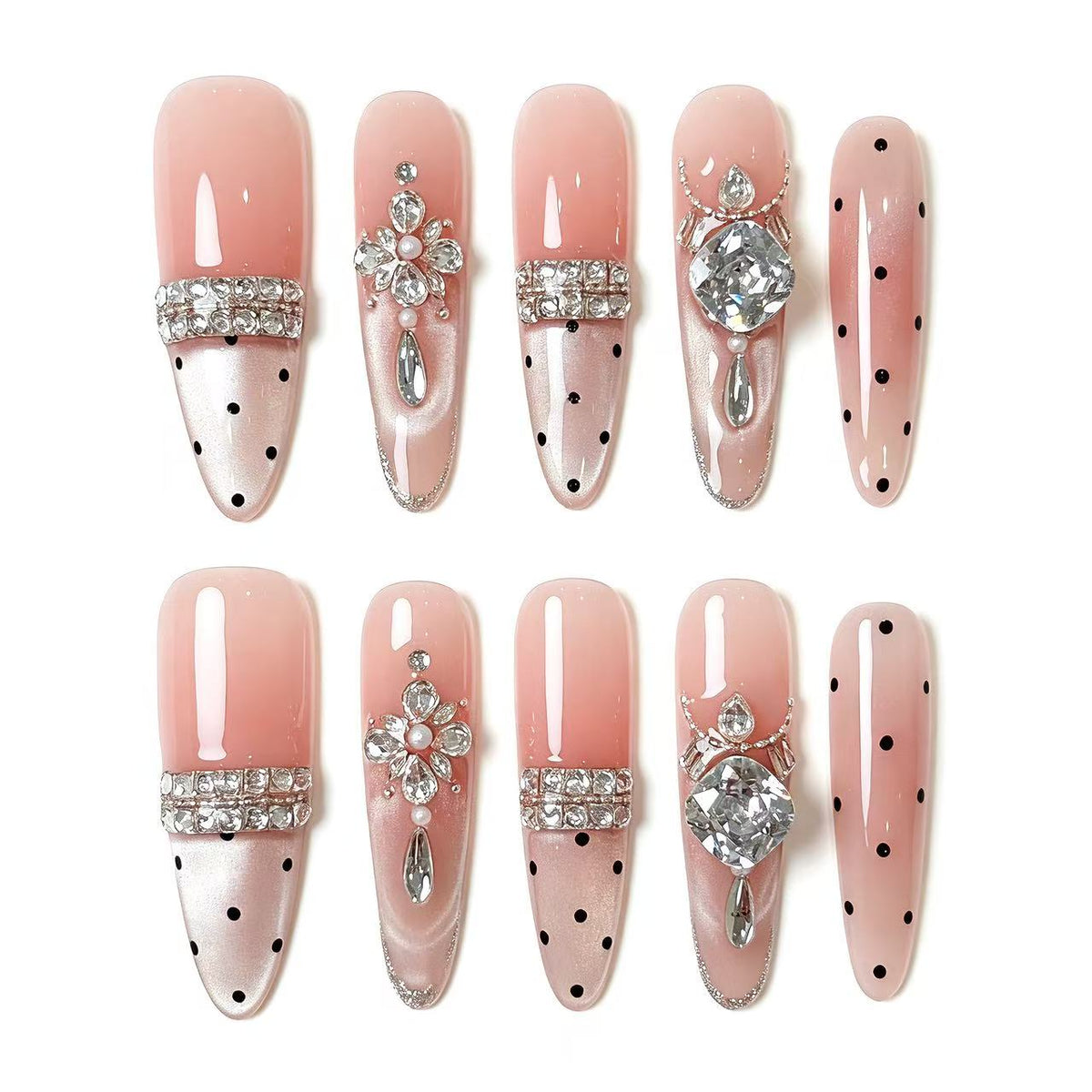 Silver Glitter Full Diamond Press On Nails
