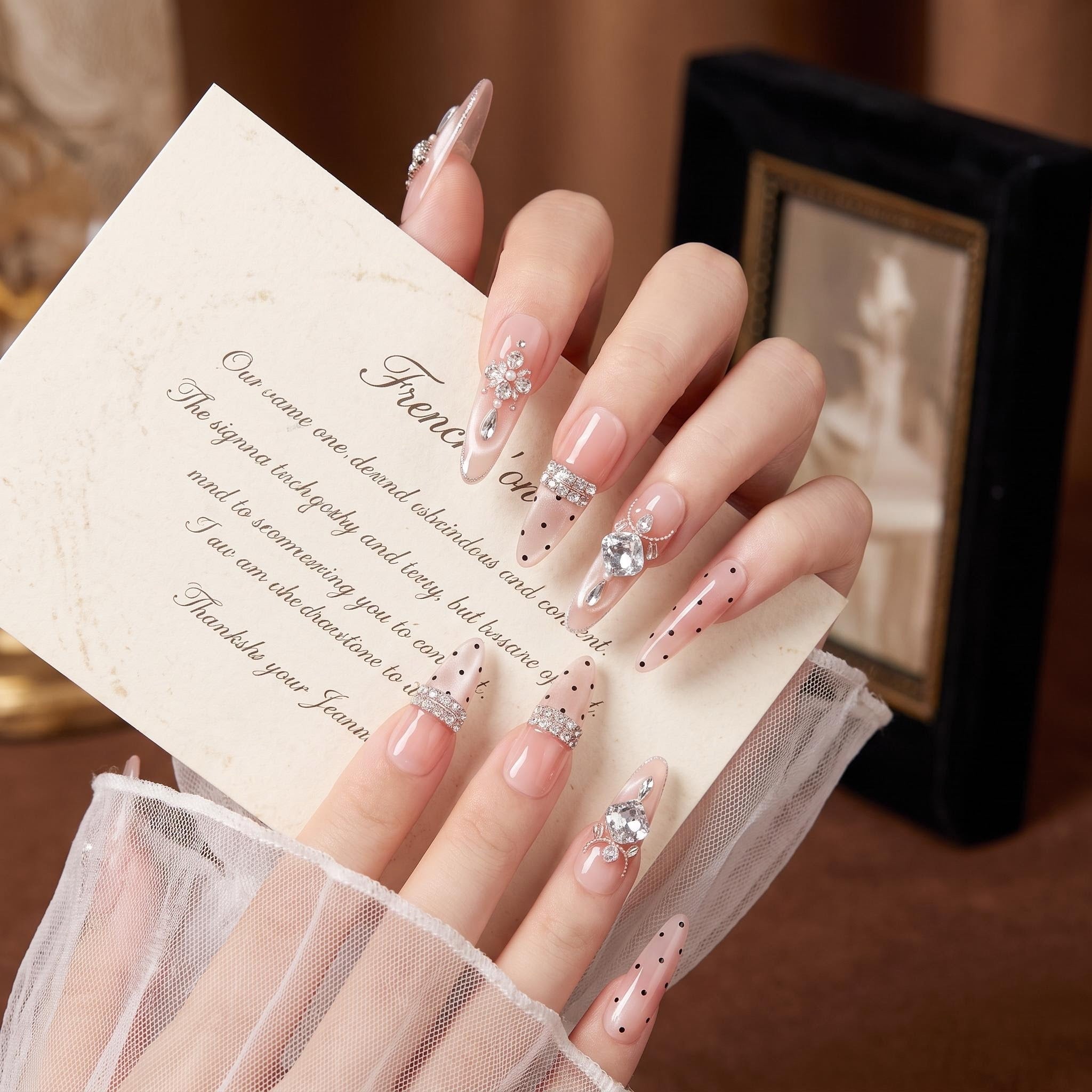 Silver Glitter Full Diamond Press On Nails