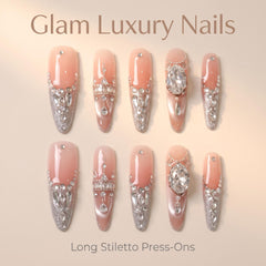 Silver Glitter Butterfly Zircon Press On Nails