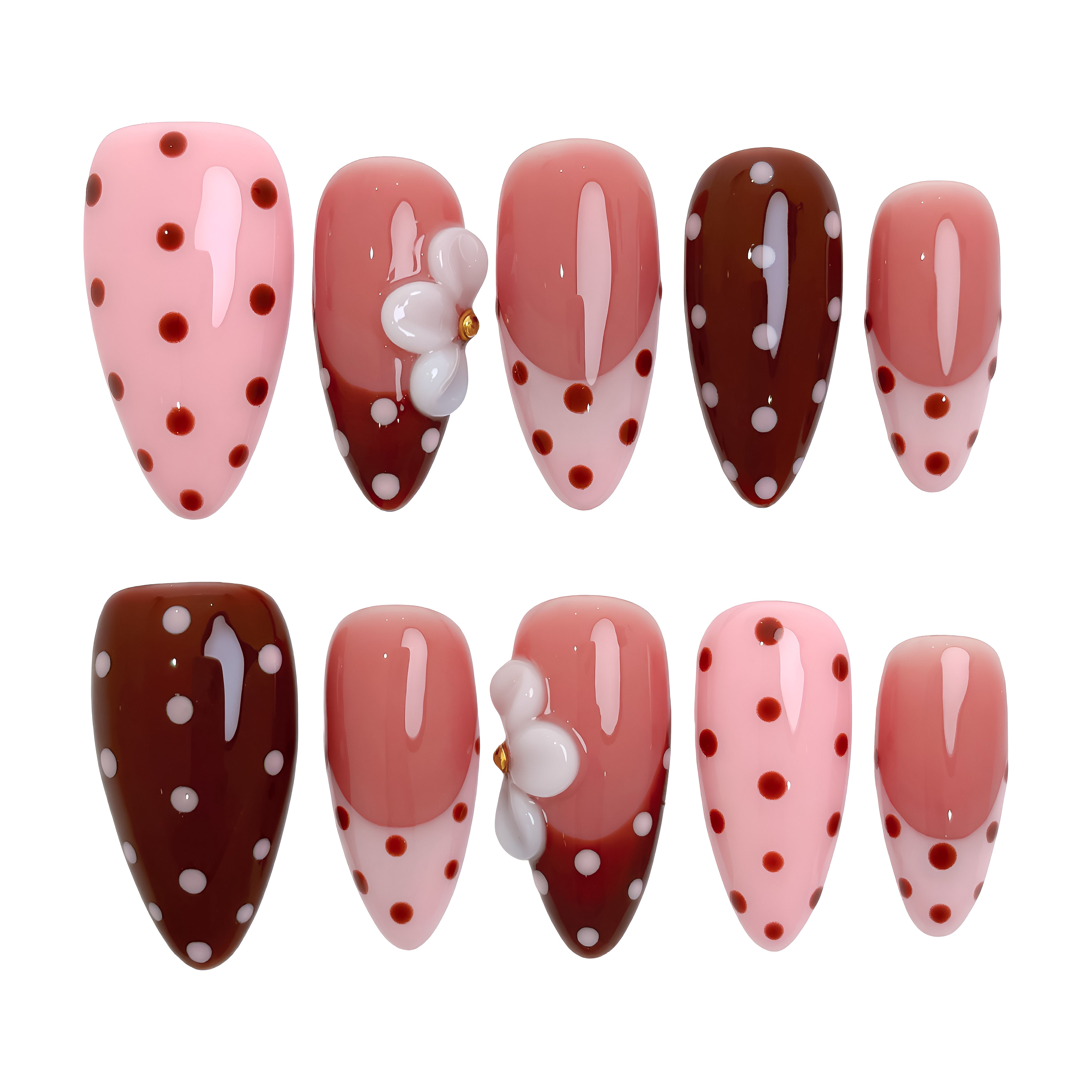 Red Gold Luxury Carved Press On Nails