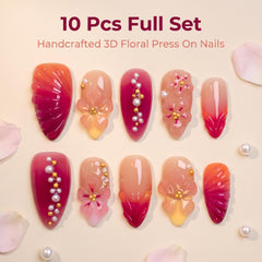 Nude Pink Pearl & Zircon Luxury Long Press On Nails