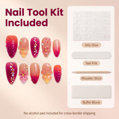 Nude Pink Pearl & Zircon Luxury Long Press On Nails