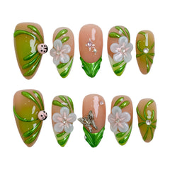 Red Gold Baroque Style Press On Nails